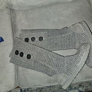 Gray Knit Button Boots